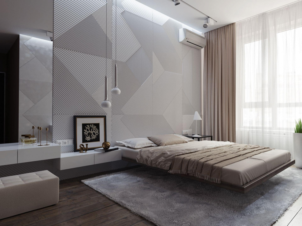 Спальня в современном особняке Хай тек