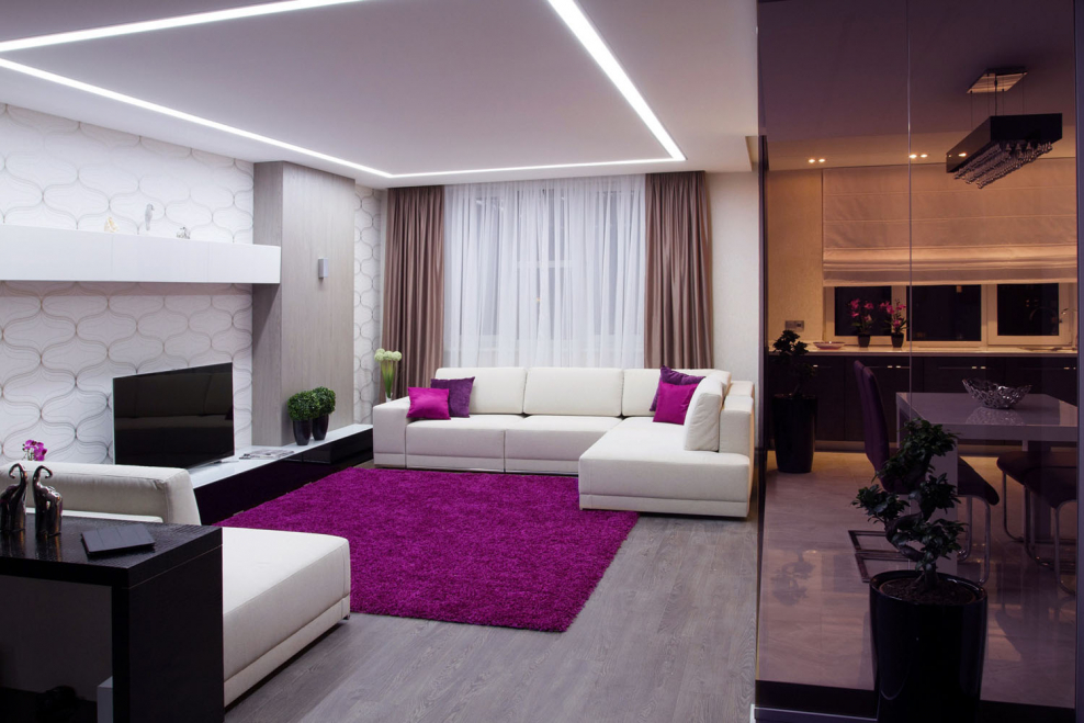 Интерьер гостиной 100 кв