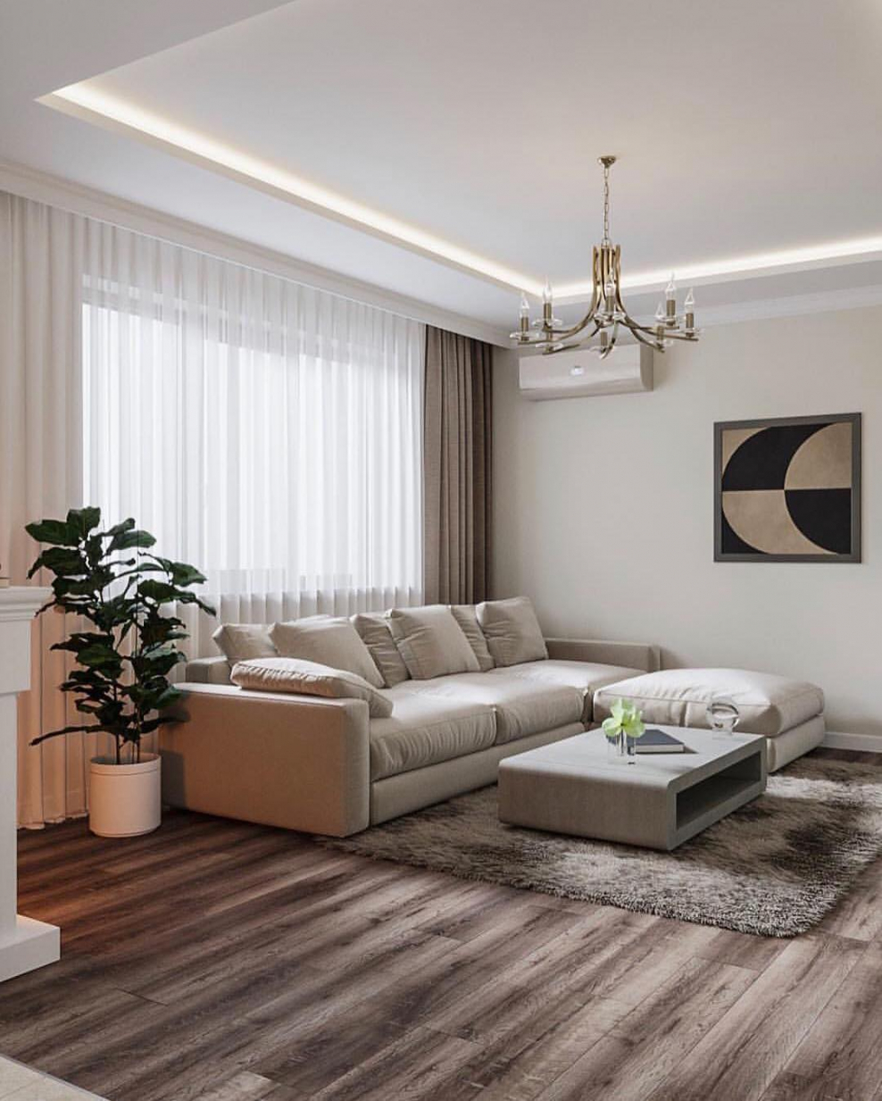 Светлый интерьер гостиной