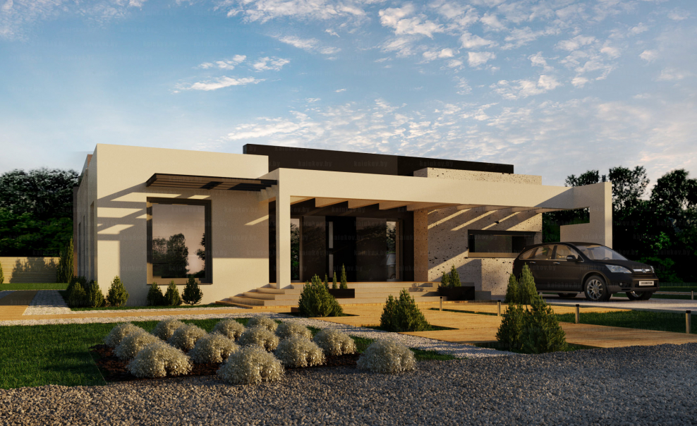 Проект одноэтажного дома с плоской крышей