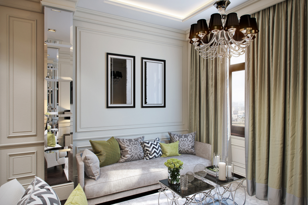 Гостиная в стиле современная классика маленькая