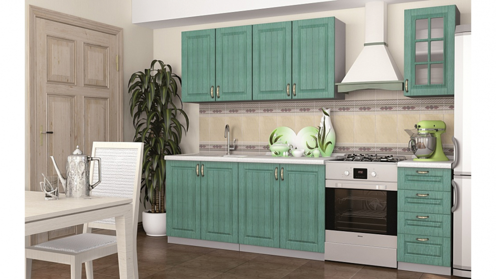 Кухня София Лондон дуб крем изумруд