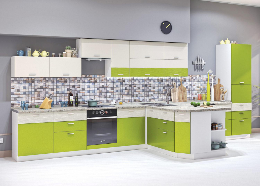 Угловая кухня олива металлик