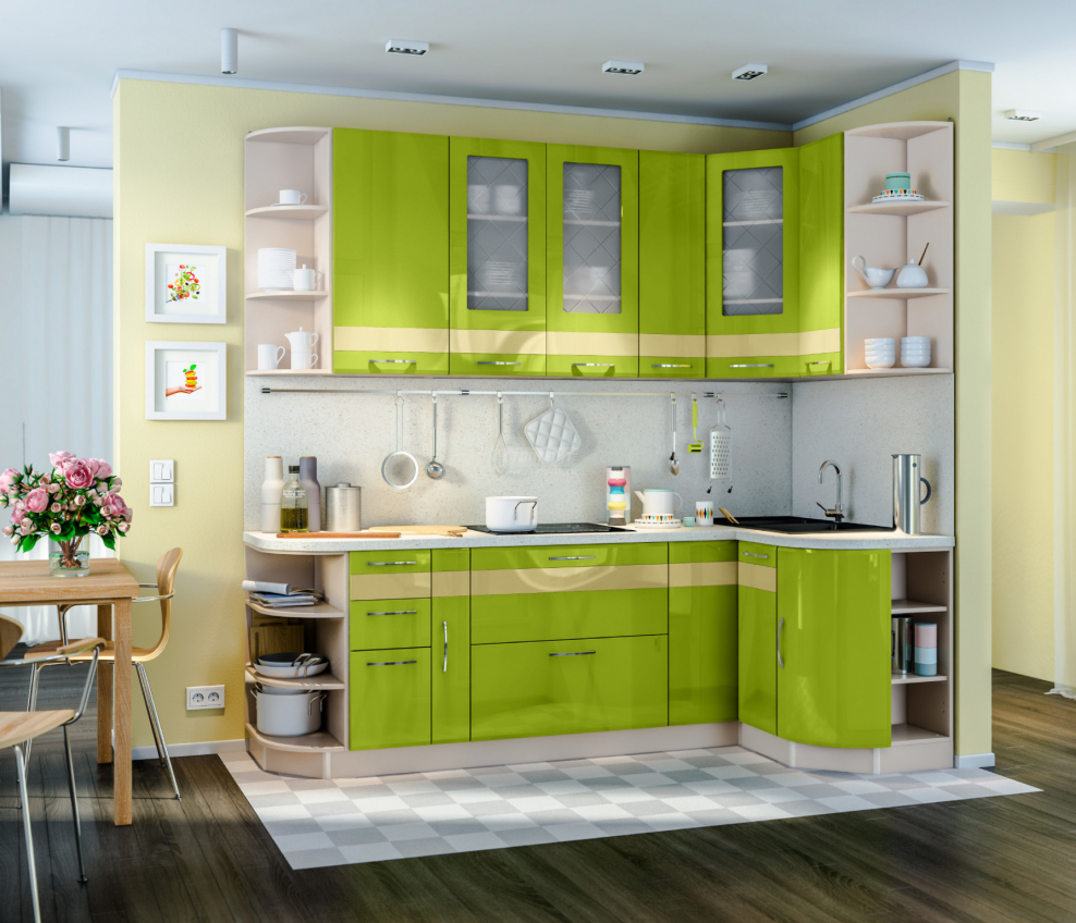 Кухня Регина Столплит зеленая
