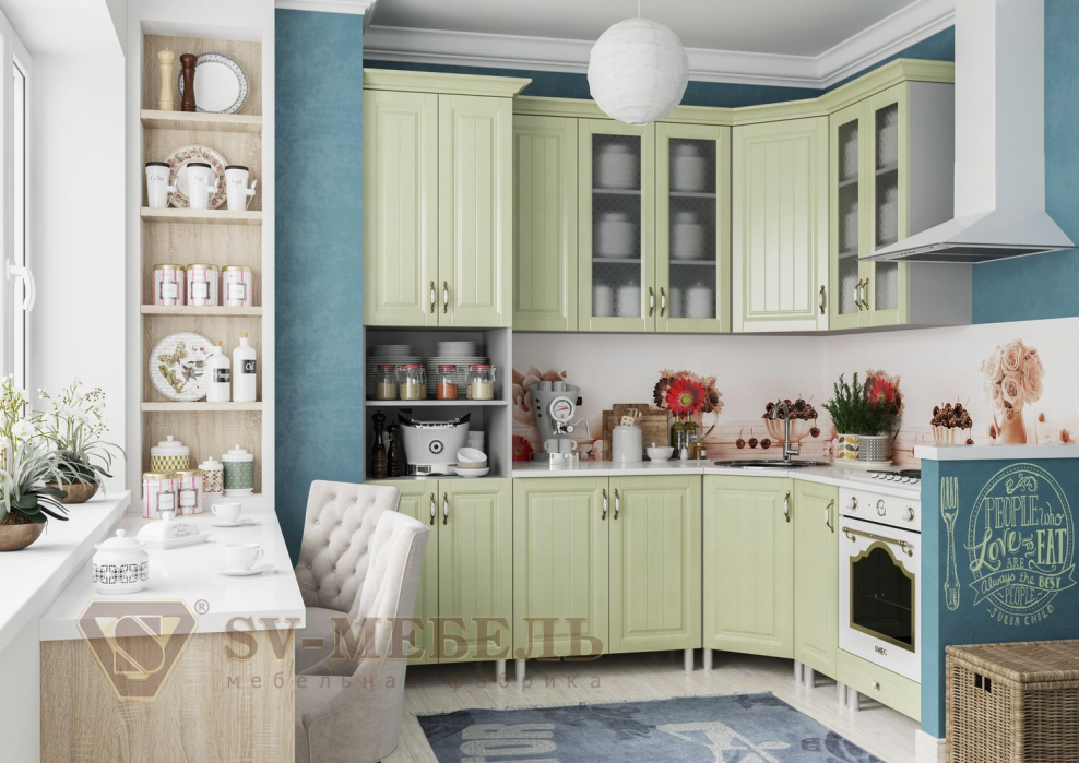 Св мебель кухня Прованс фисташкового цвета