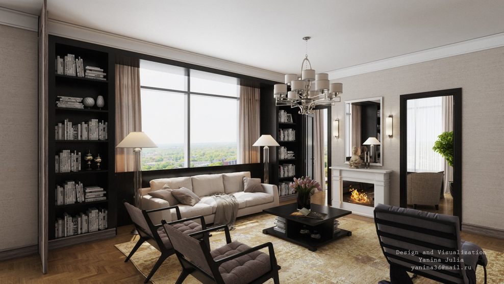 Интерьер стиль Контемпорари темный