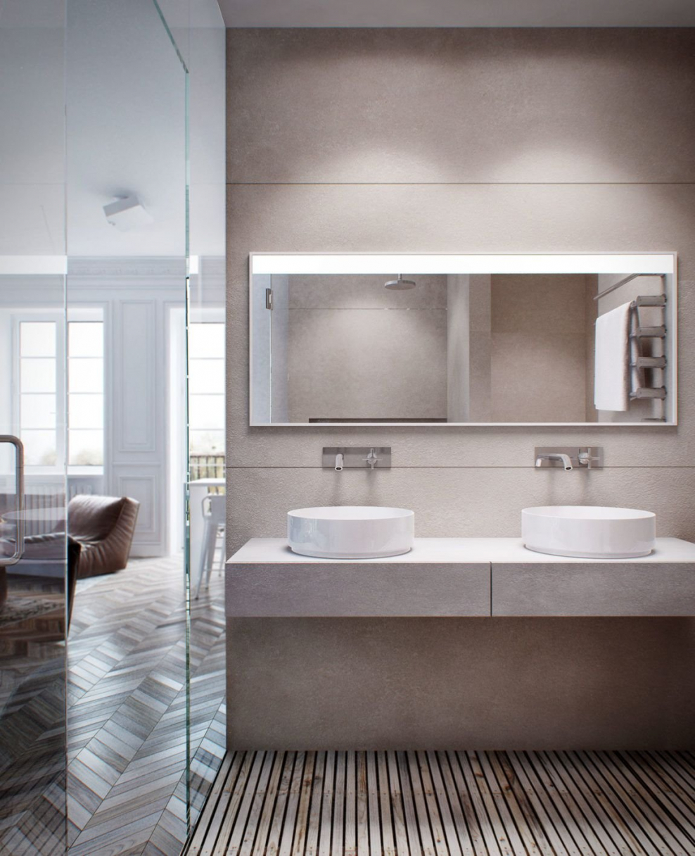 Контемпорари в интерьере ванной