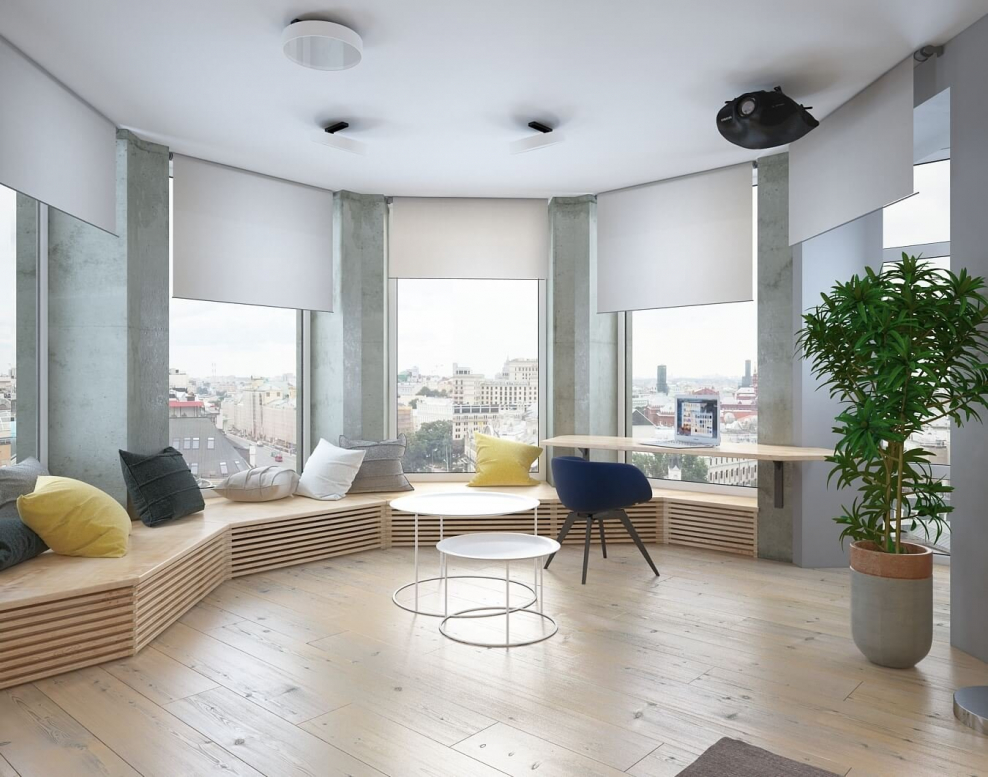 Гостиная с эркерным окном