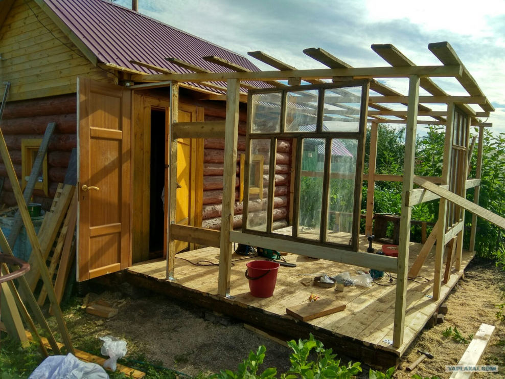 Беседка пристрой к бане