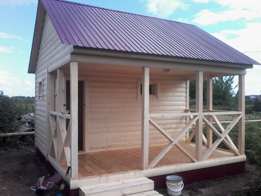 Баня 4х4 с террасой 2х4