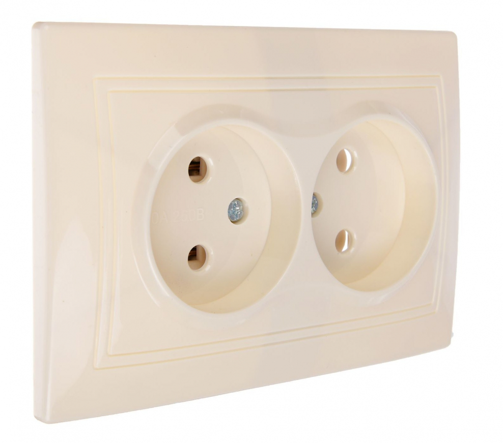 Mira розетка двойная без заземления белая (701-0202-128)