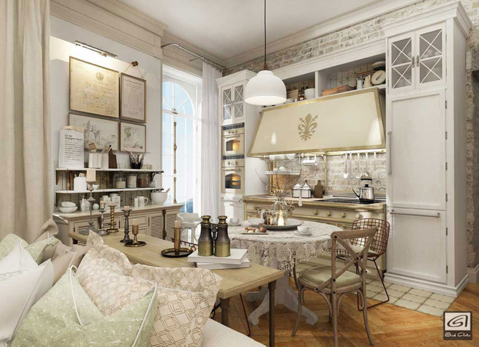 Кухня гостиная во французском стиле