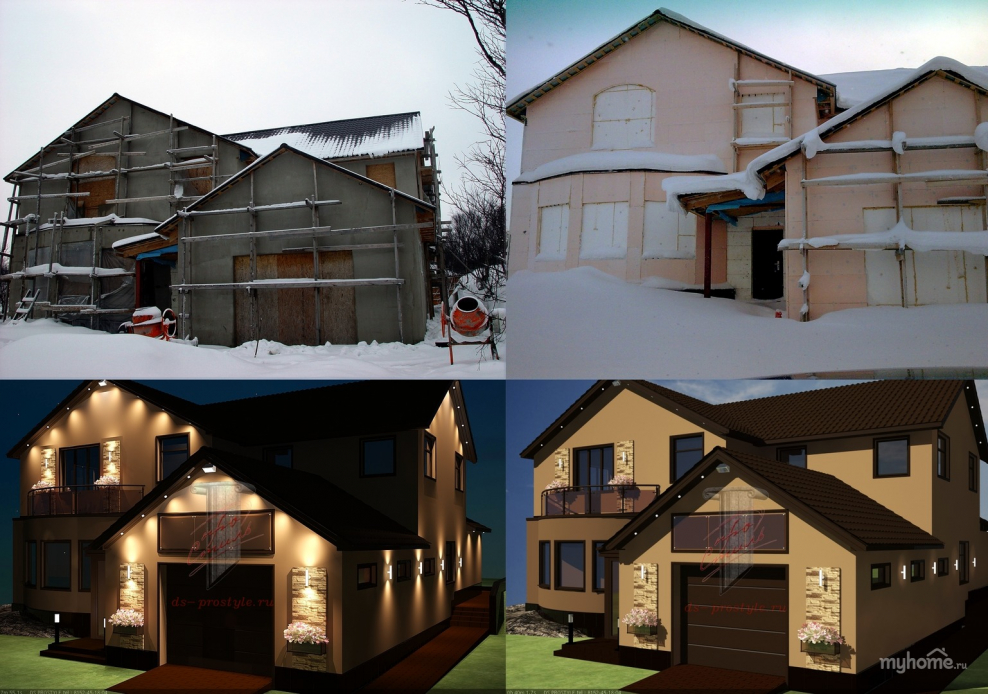 Фасад дома до и после отделки