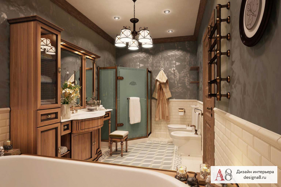 Гостевой санузел в стиле Кантри