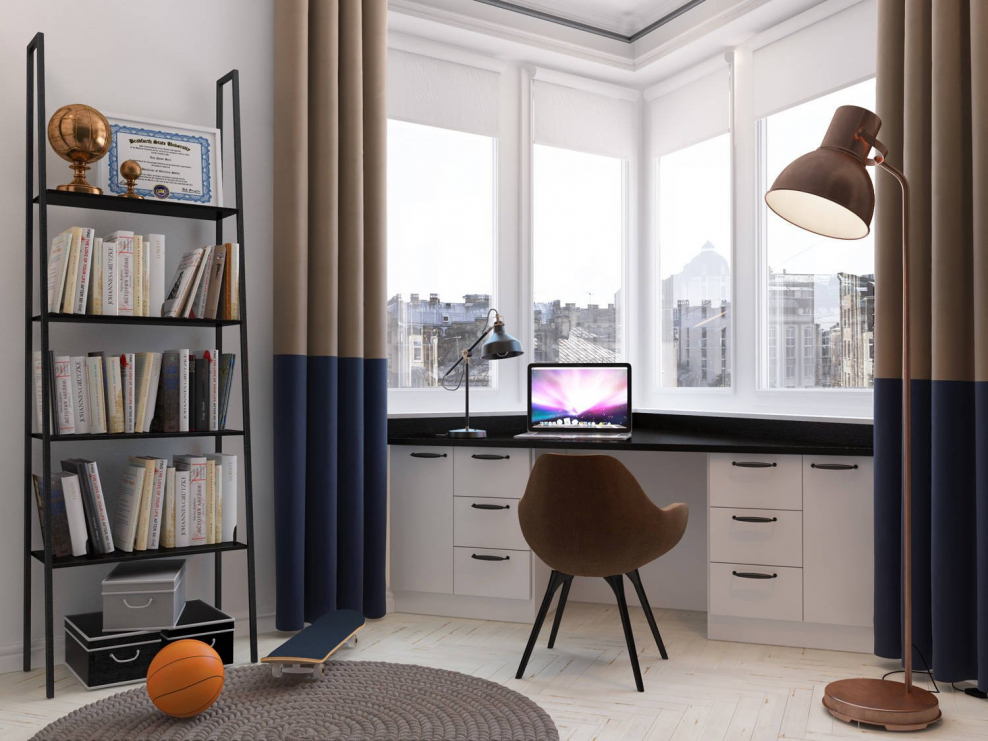 Письменный стол у окна в интерьере