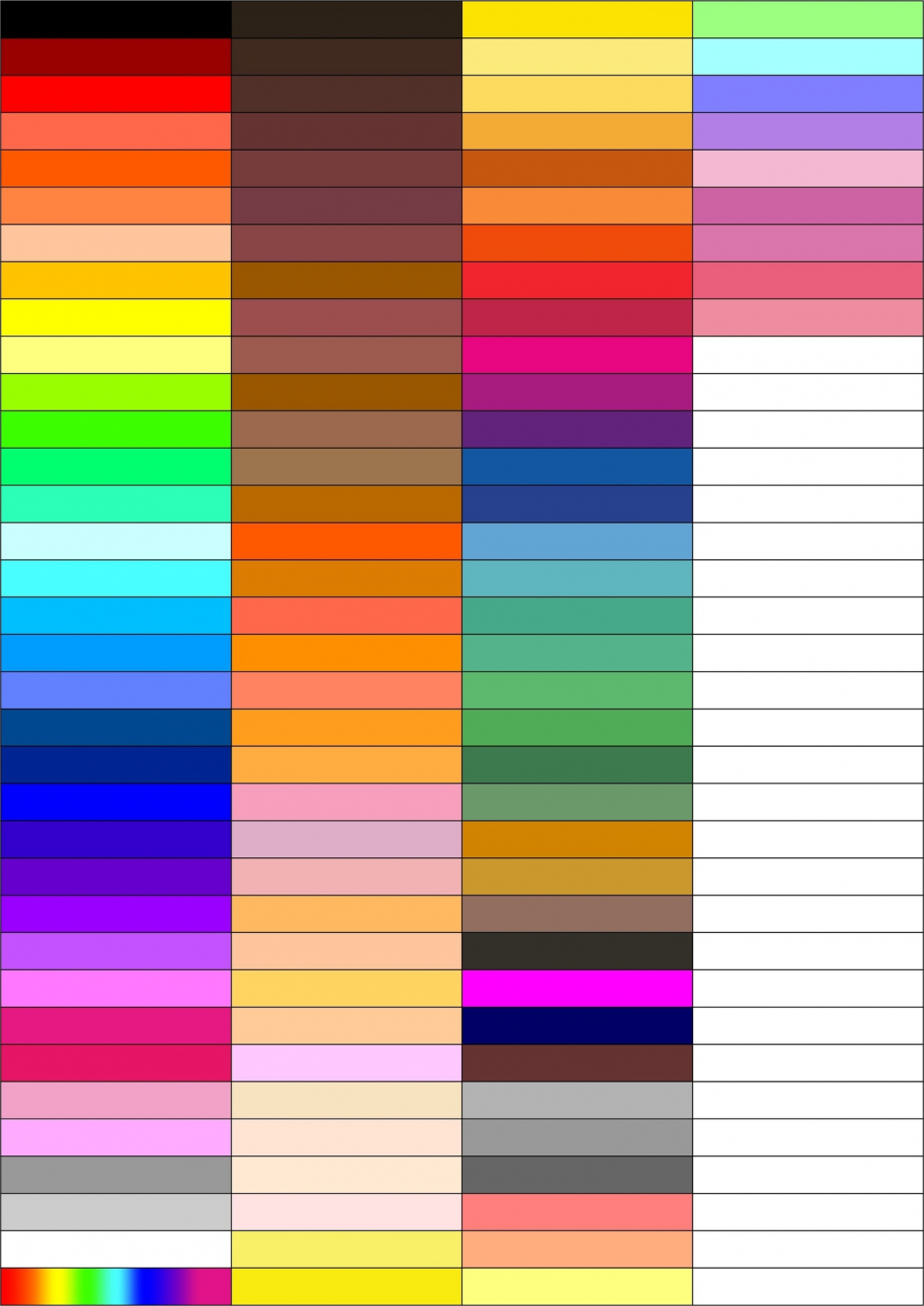 Цветовая палитра таблица