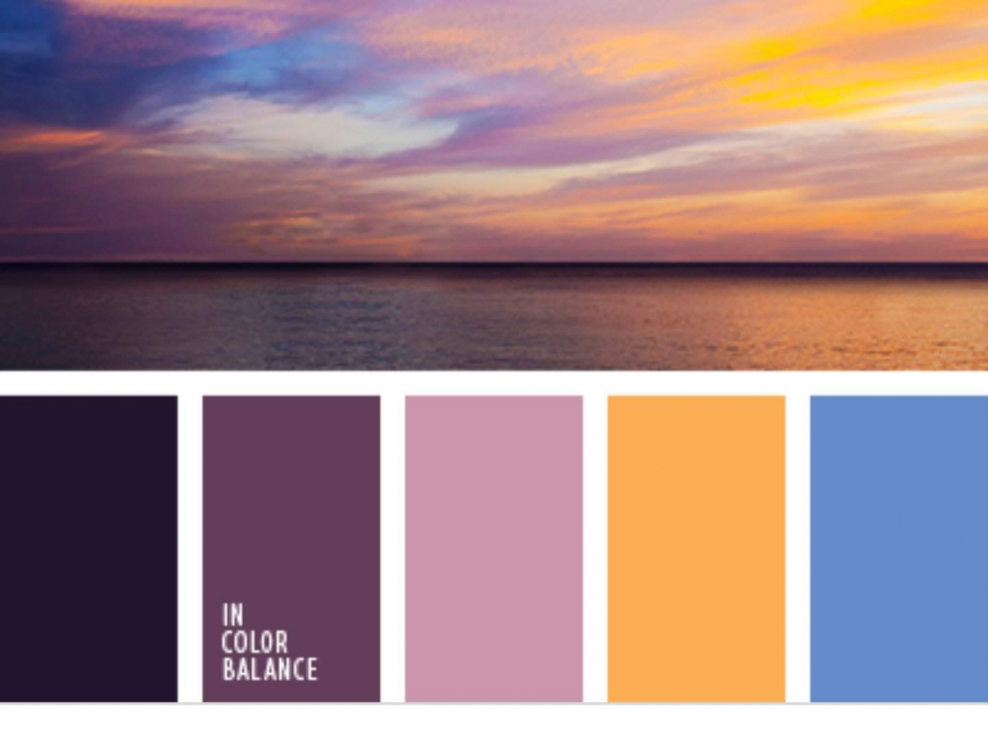 Фиолетовый, жёлтый, оранжевый, голубой Палитры