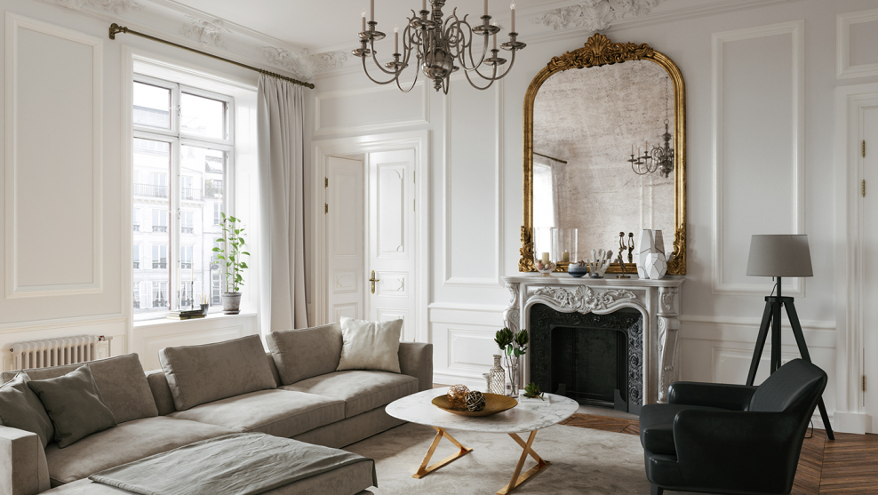Классический интерьер гостиной французский Минимализм