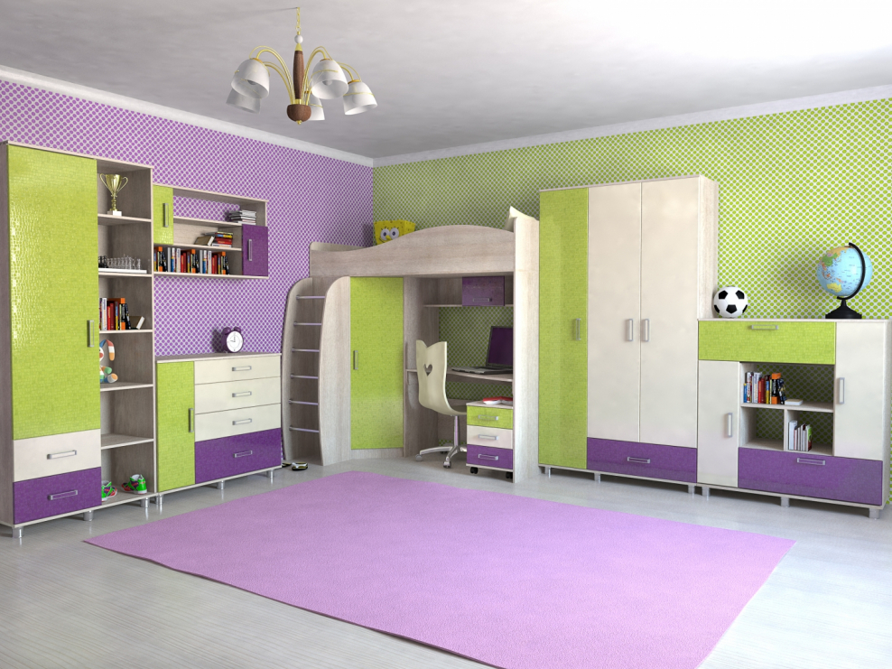 Фиолетовая мебель для детской