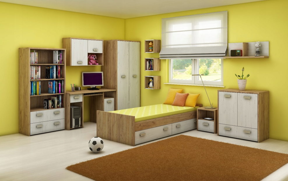 Детская комната в желто голубом цвете