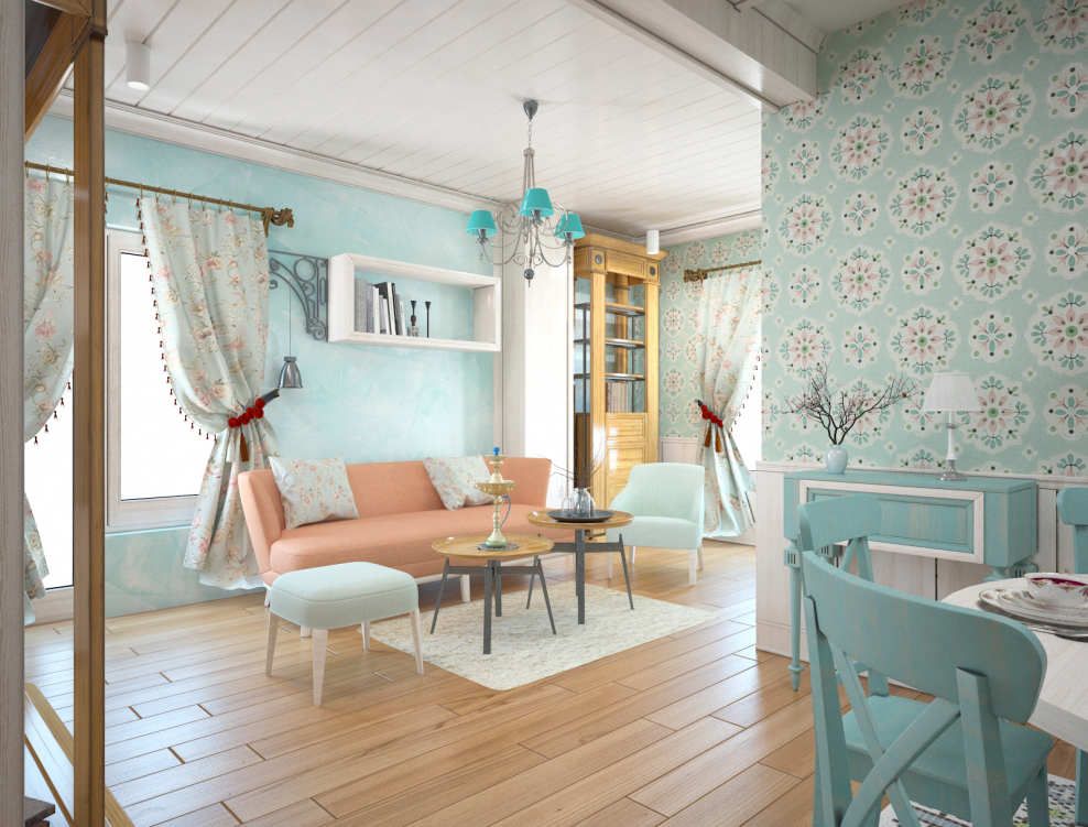 Кухня Кантри Прованс Неоклассика голубая