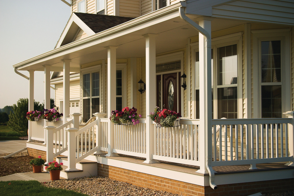 Дом с крыльцом и верандой