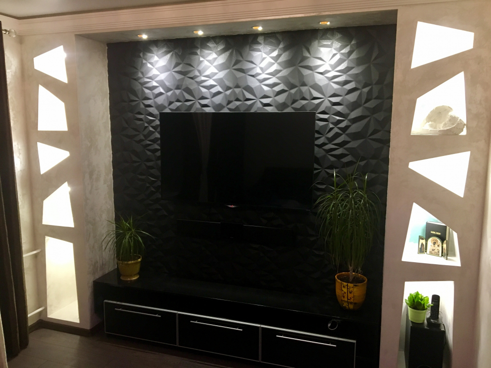 3д панели в зоне телевизора