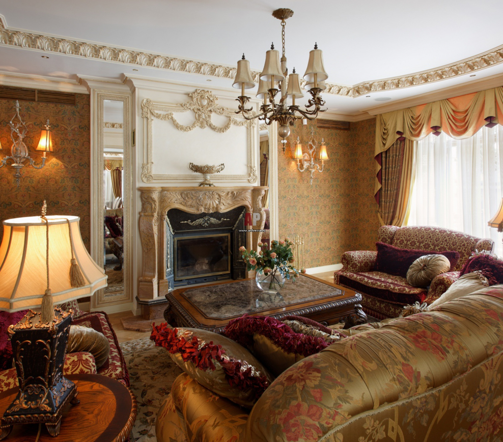 Гостиная в стиле классика с камином