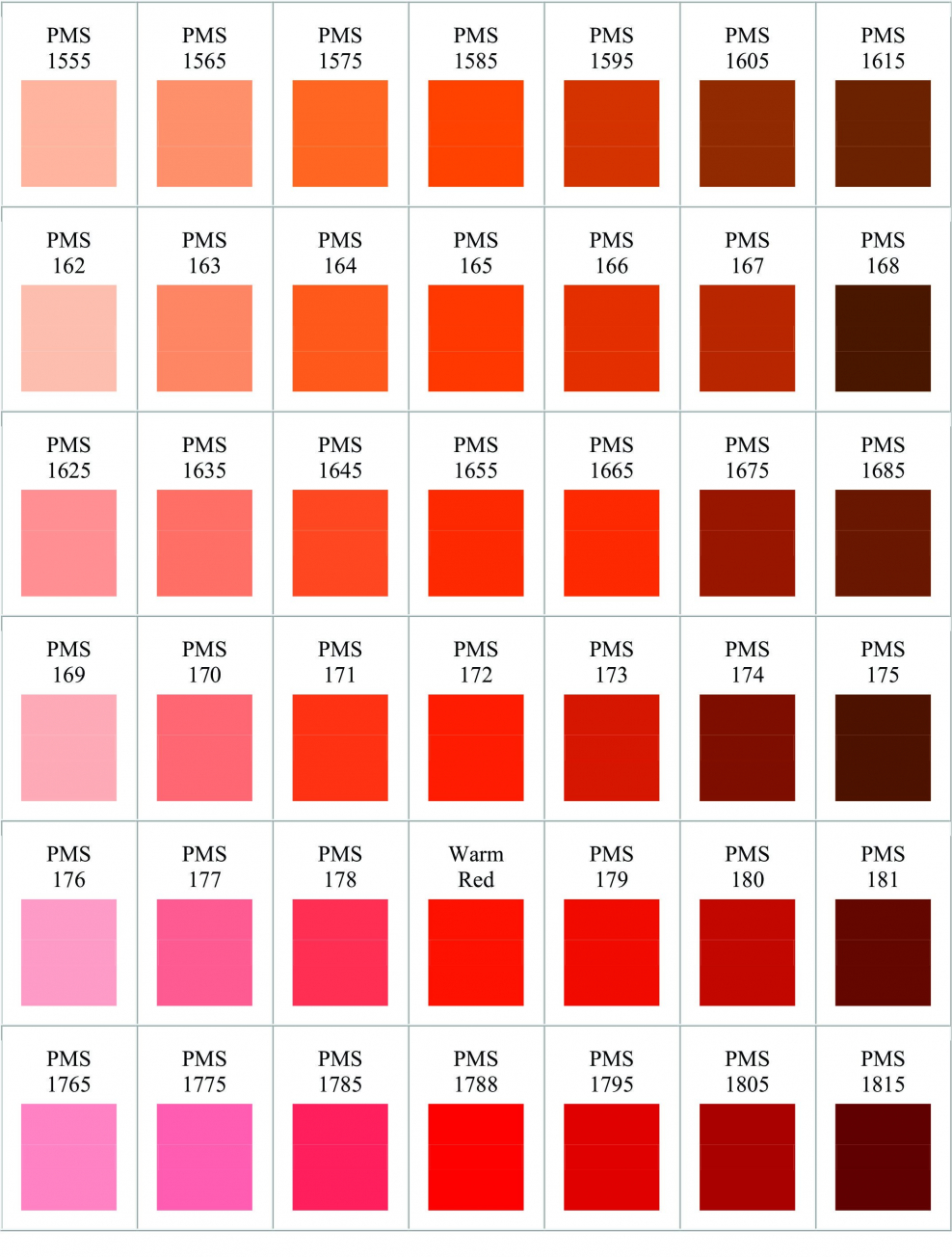 Палитра пантон красный