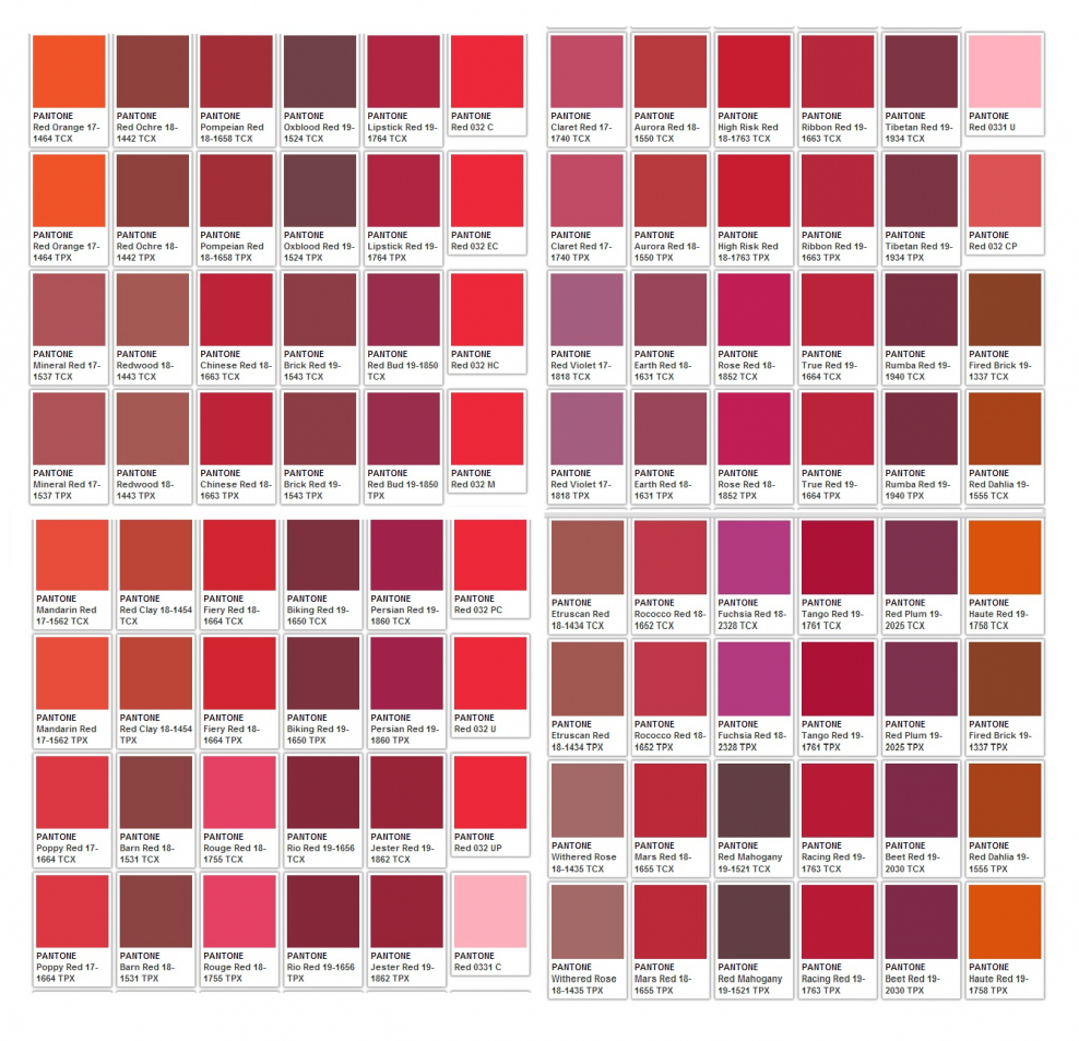 Pantone палитра цветов