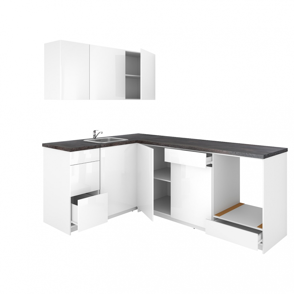 Knoxhult КНОКСХУЛЬТ кухня, серый220x61x220 см ракурс диагональ