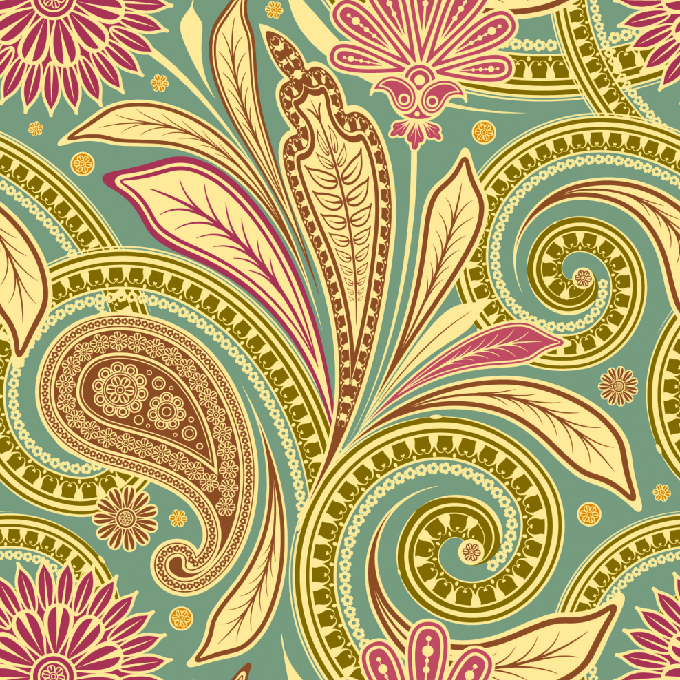 Орнамент древней Индии в цвете пейсли