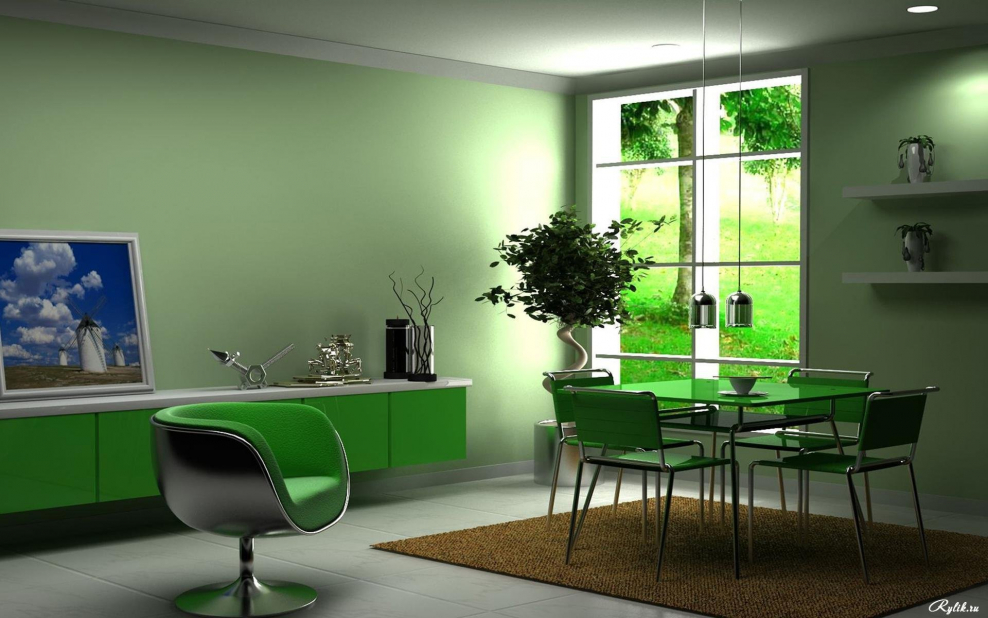 Интерьер в зеленых тонах