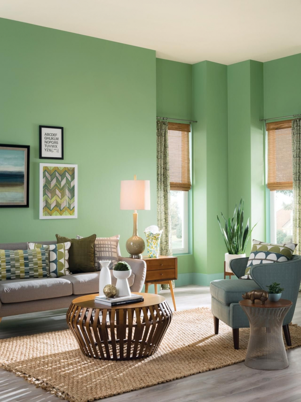 Салатовый цвет в интерьере