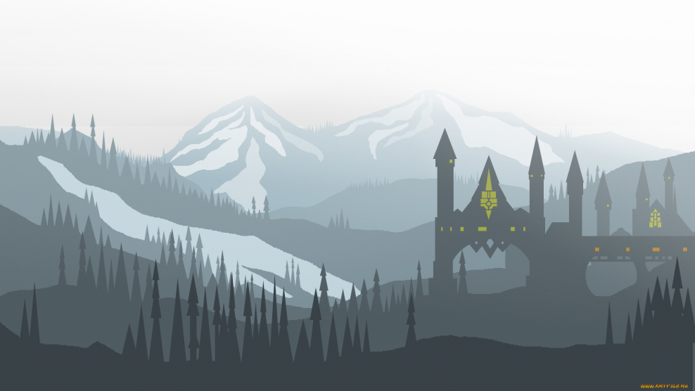 Замок лес горы Графика