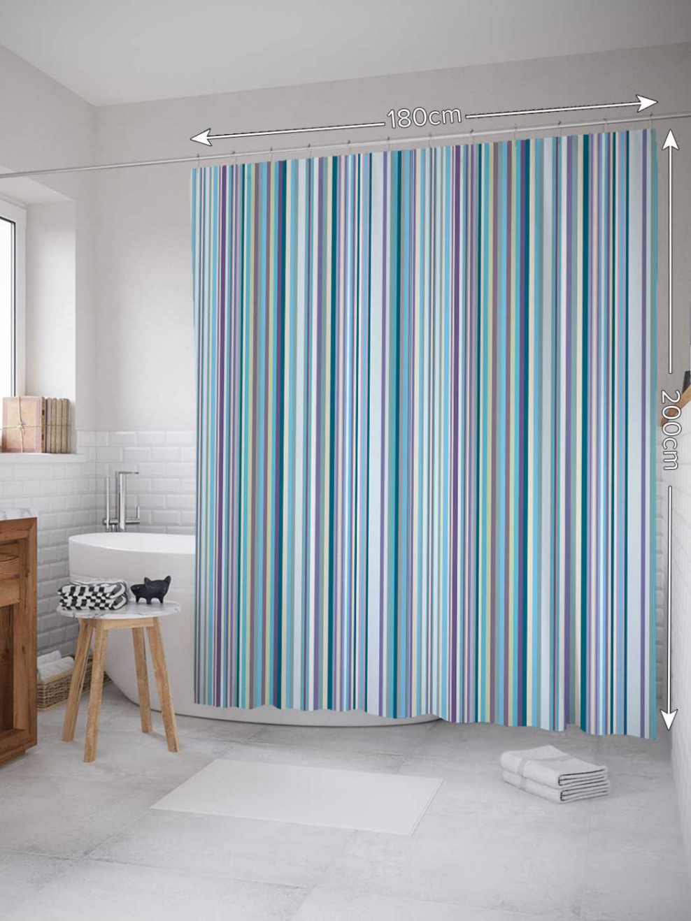 Штора для ванной в полоску