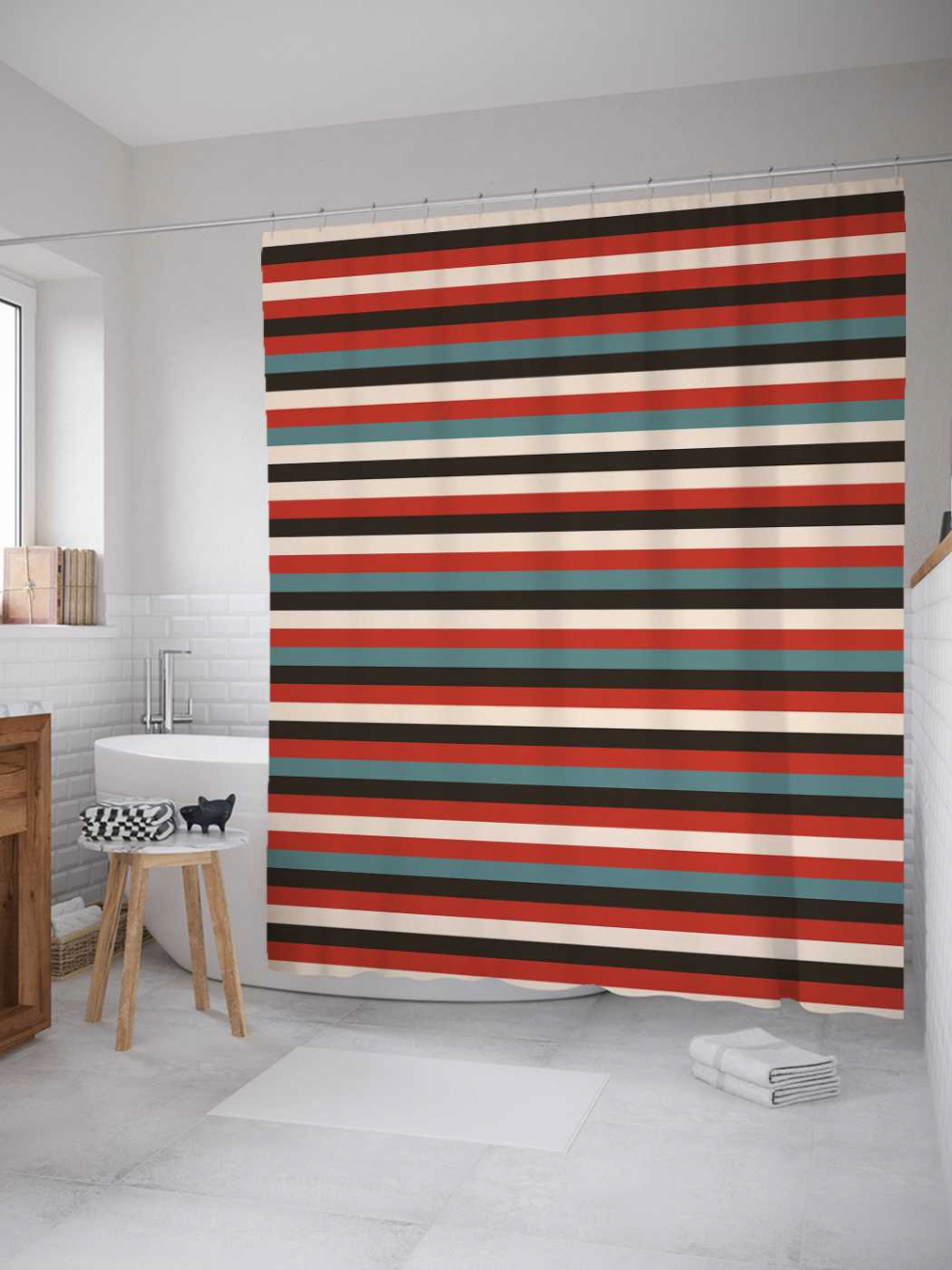 Штора для ванной в полоску
