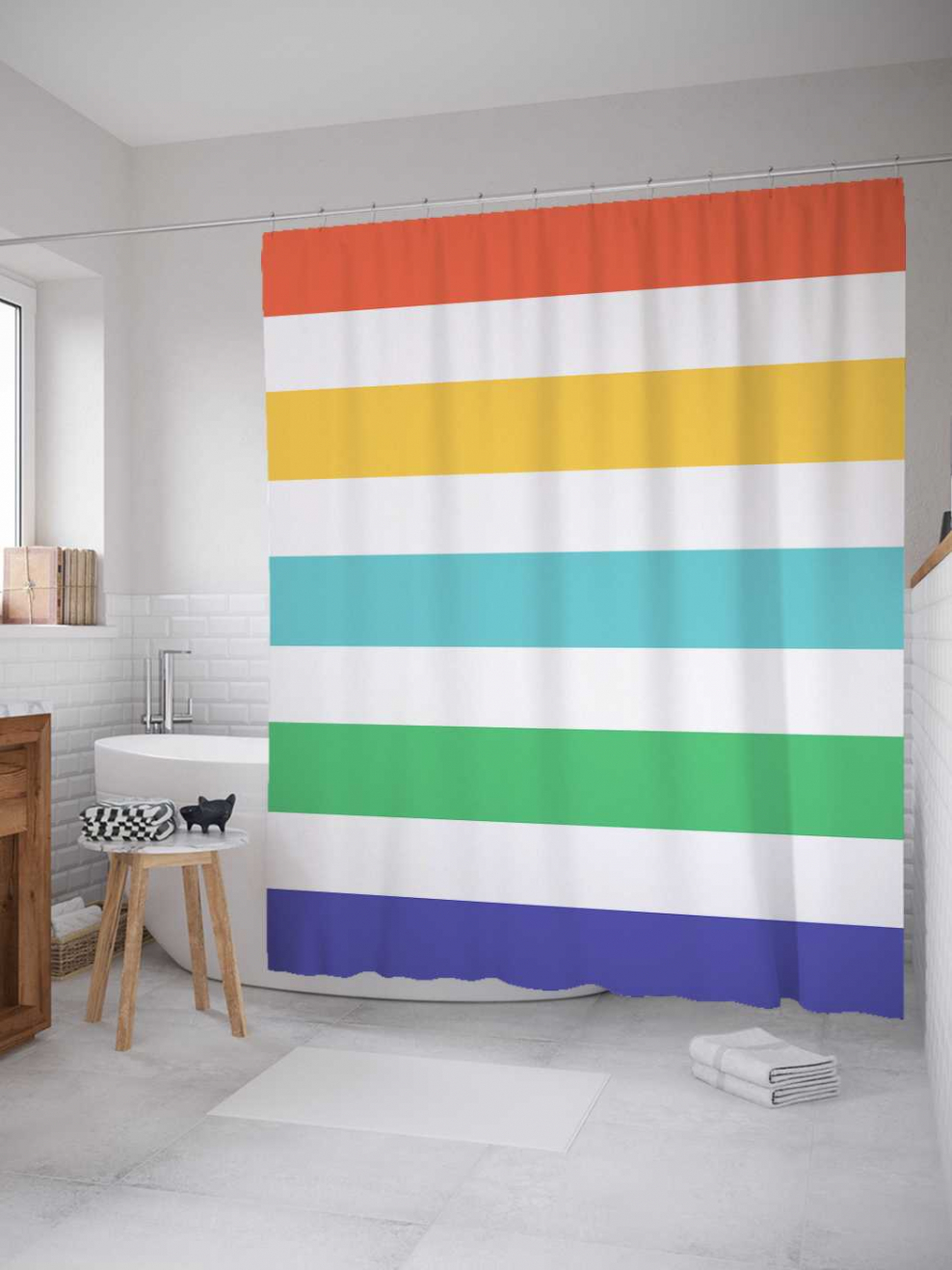 Штора для ванной в полоску