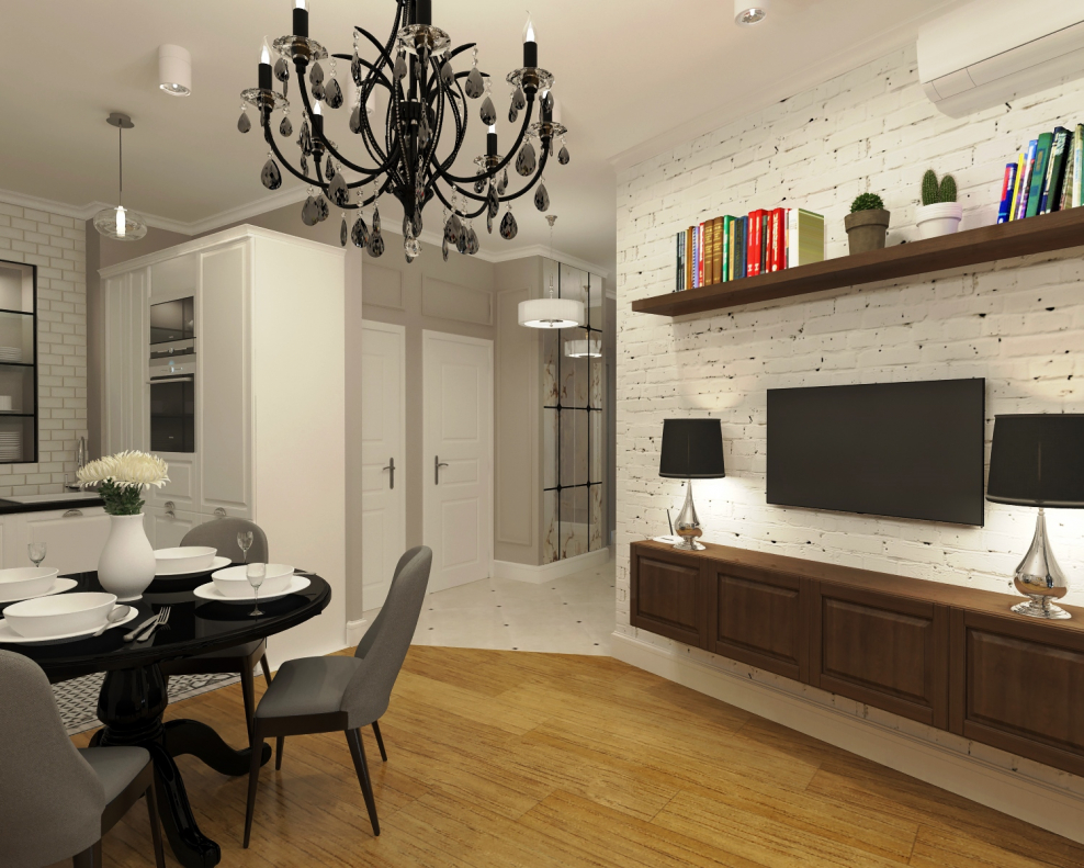 Кухня с ТВ зоной