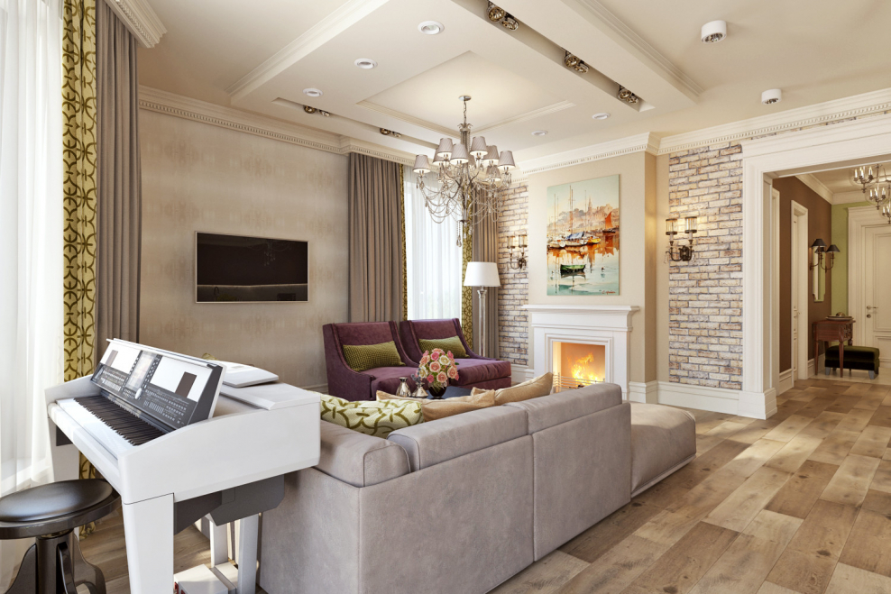 Кухня столовая с телевизором