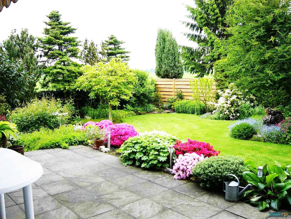 Миксбордер вокруг газона