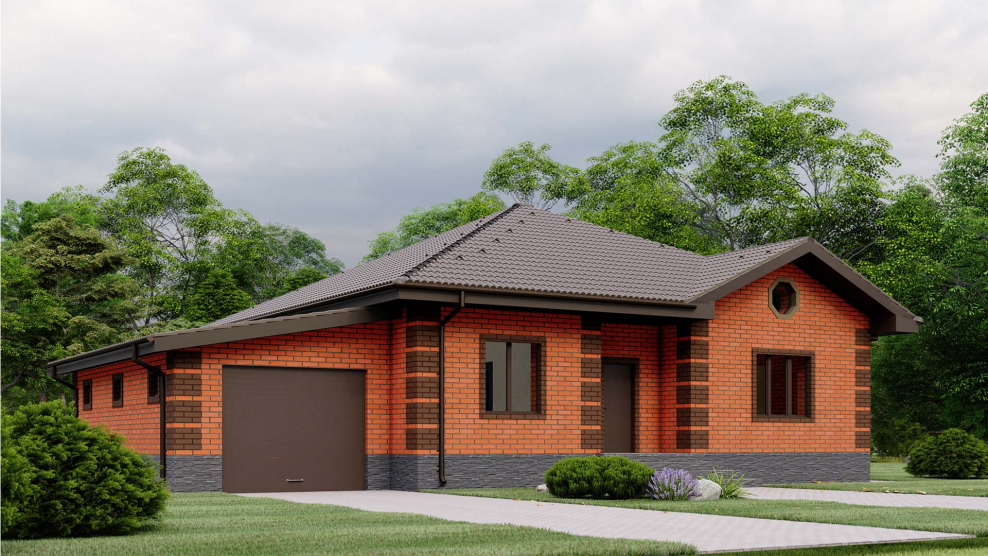 Одноэтажный дом 120 кв с гаражом