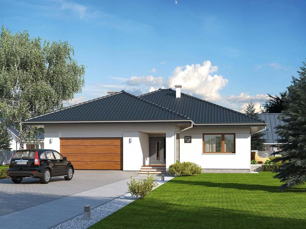 Одноэтажный дом с гаражом 150кв м