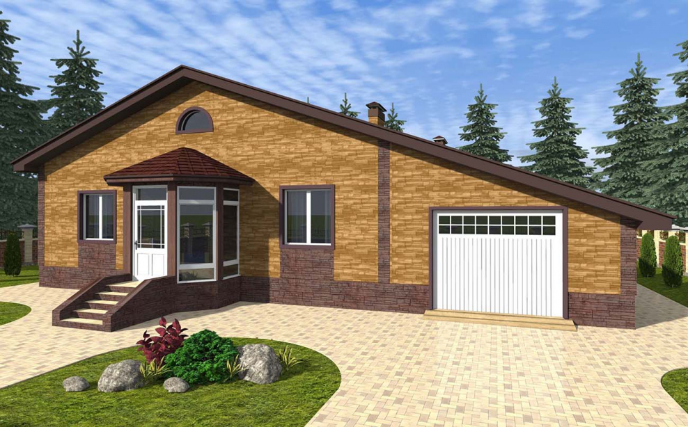 Одноэтажный дом с гаражом