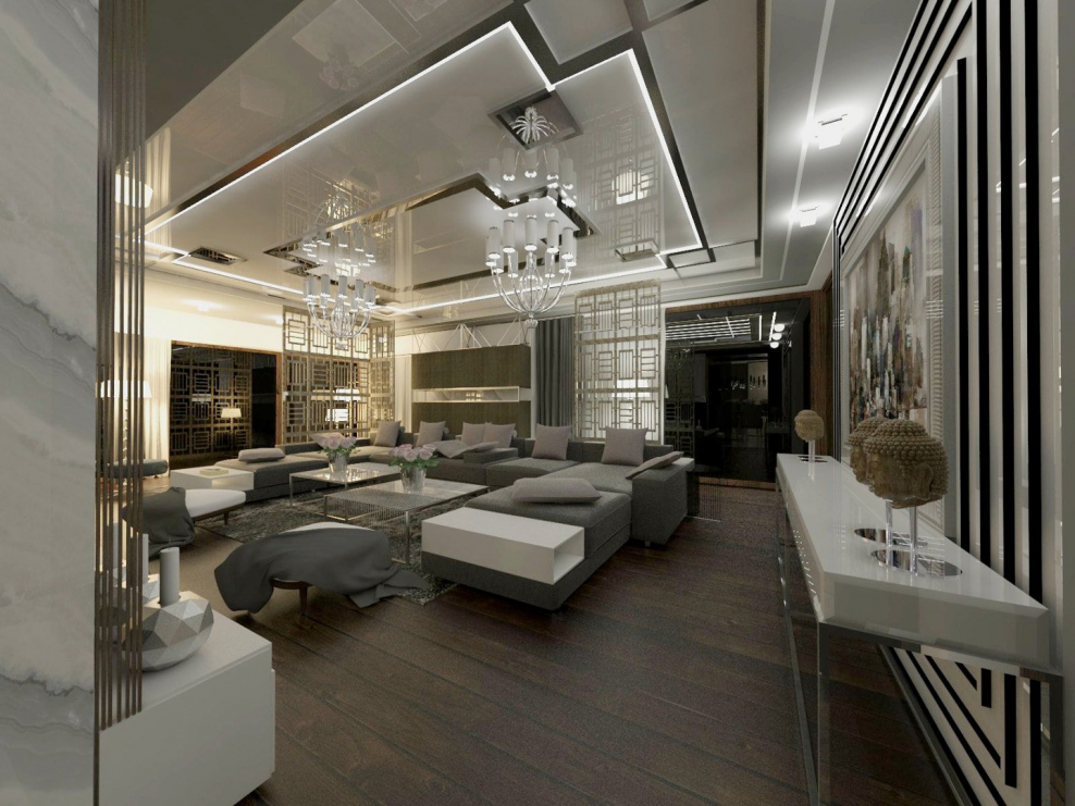 Кухнягостинная в теплых тонах