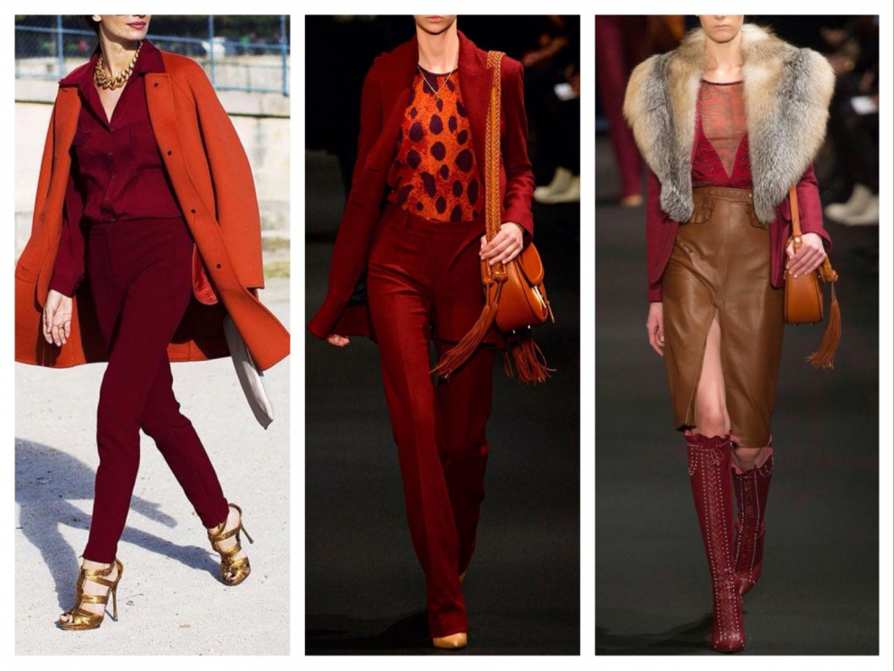 Сочетание оранжевого и бордового