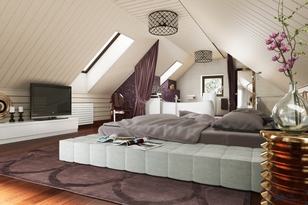 Жилая мансарда двухскатной крыши