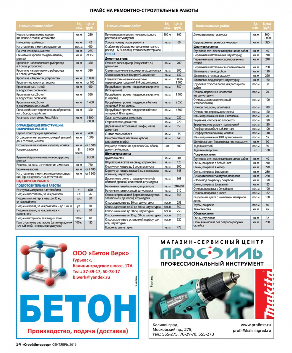 Прайс-лист на ремонтные работы по мягкой кровле