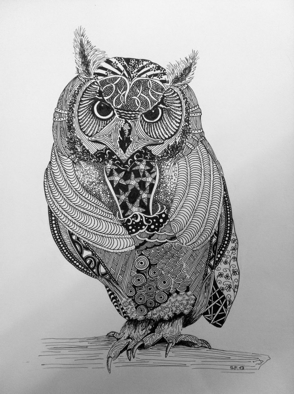 Филин Зентангл