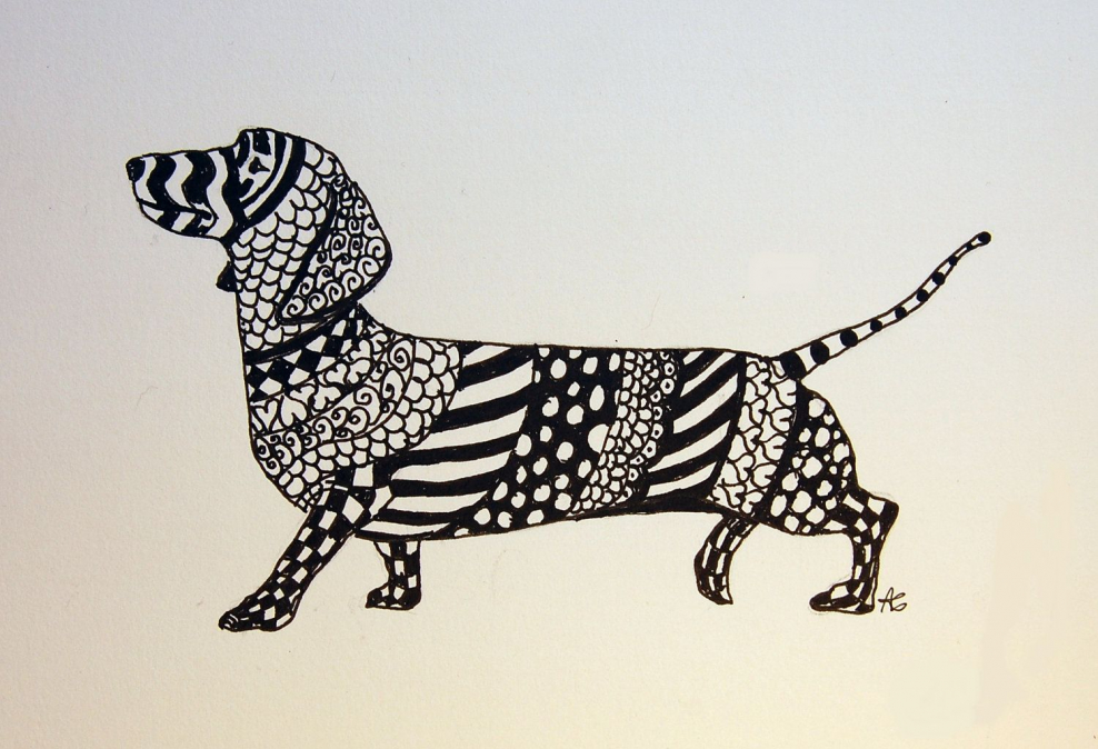 Собачка Зентангл